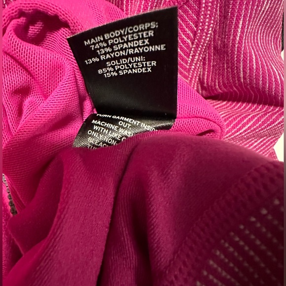 Zella Fuchsia/White Stripes Hooded Jacket *2 Way Zipper size M - Picture 5 of 9